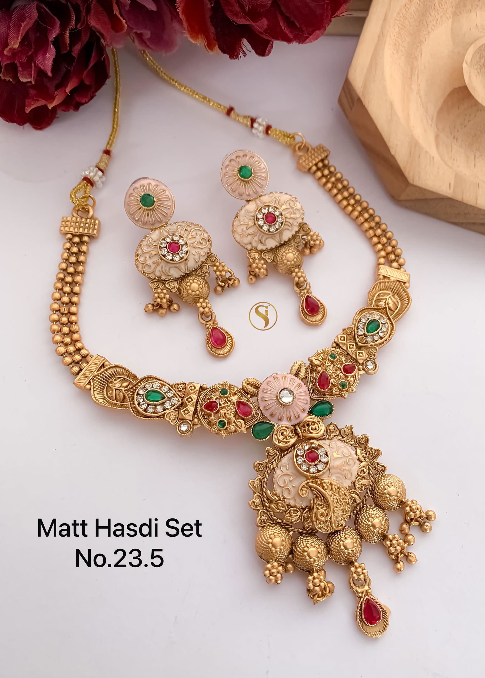 02 MH Designer Wedding Wear Matte Hasadi Set Wholesale Online
